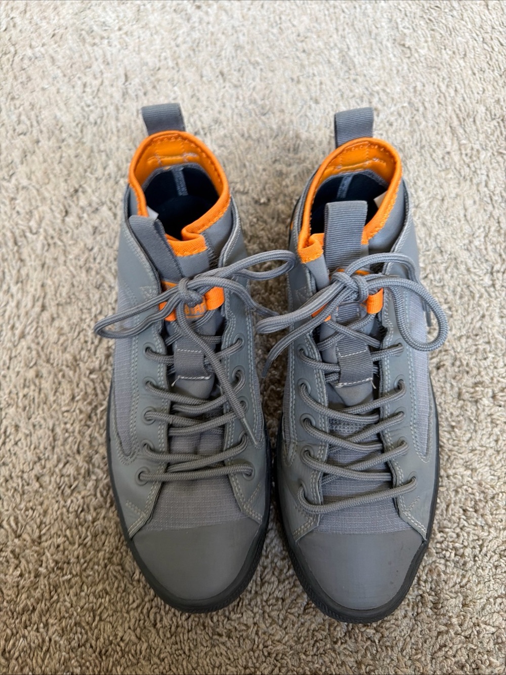 Converse Gray High-Top Sneakers with Orange Accents